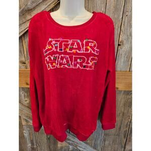 Star wars size large L red velour soft Christmas sweater casual comfort EUC
